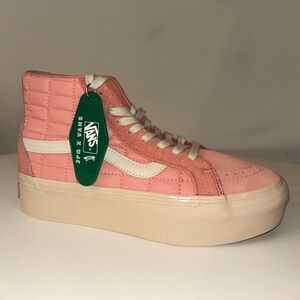 Vans Sk8-Hi Platform Joe Fresh Goods Coral Pink Quilted Sneakers 10.5